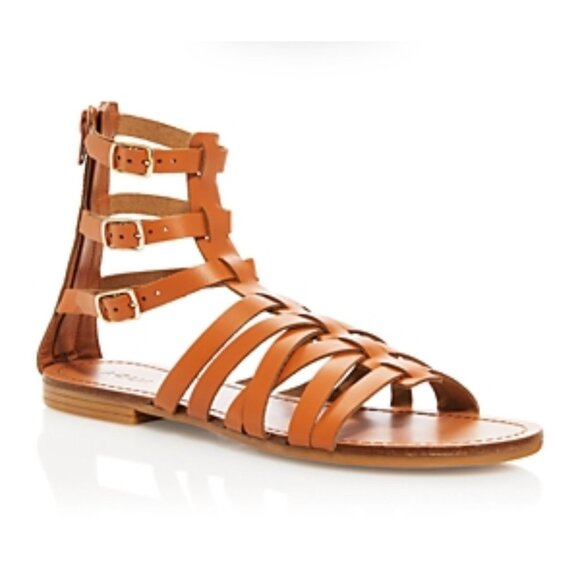NIB AQUA Women's Emil Strappy Gladiator Sandals‎ Cognac Tan Leather Sz 8.5 - Picture 1 of 11